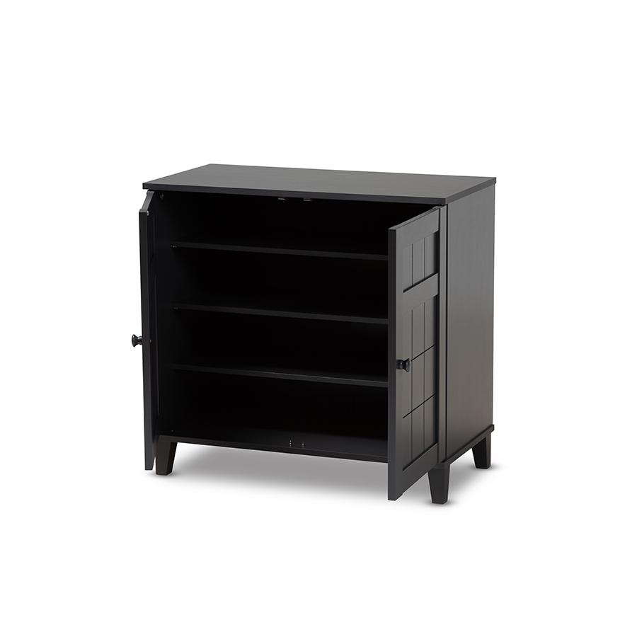 Baxton Studio Glidden Modern and Contemporary Dark Grey Finished 4-Shelf Wood Shoe Storage Cabinet. Picture 2