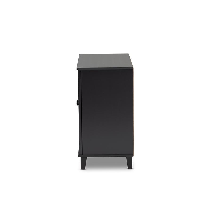 Baxton Studio Glidden Modern and Contemporary Dark Grey Finished 4-Shelf Wood Shoe Storage Cabinet. Picture 4