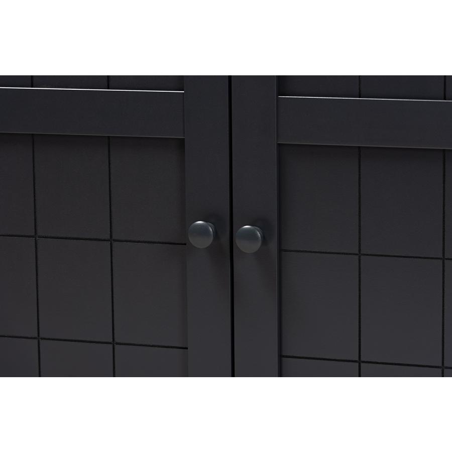 Dark Grey Finished 4-Shelf Wood Shoe Storage Cabinet. Picture 5