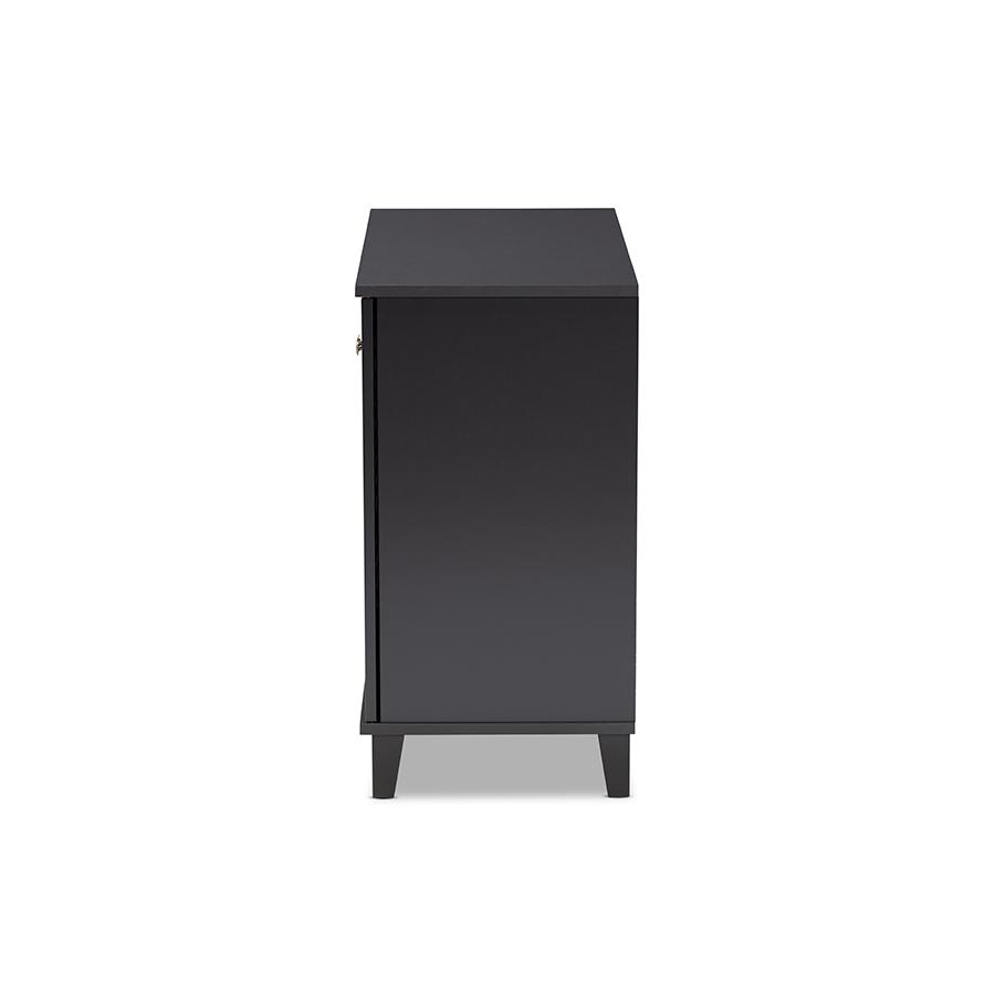 Baxton Studio Coolidge Modern and Contemporary Dark Grey Finished 4-Shelf Wood Shoe Storage Cabinet. Picture 4