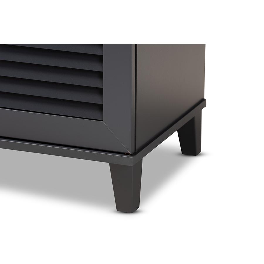 Baxton Studio Coolidge Modern and Contemporary Dark Grey Finished 4-Shelf Wood Shoe Storage Cabinet. Picture 6