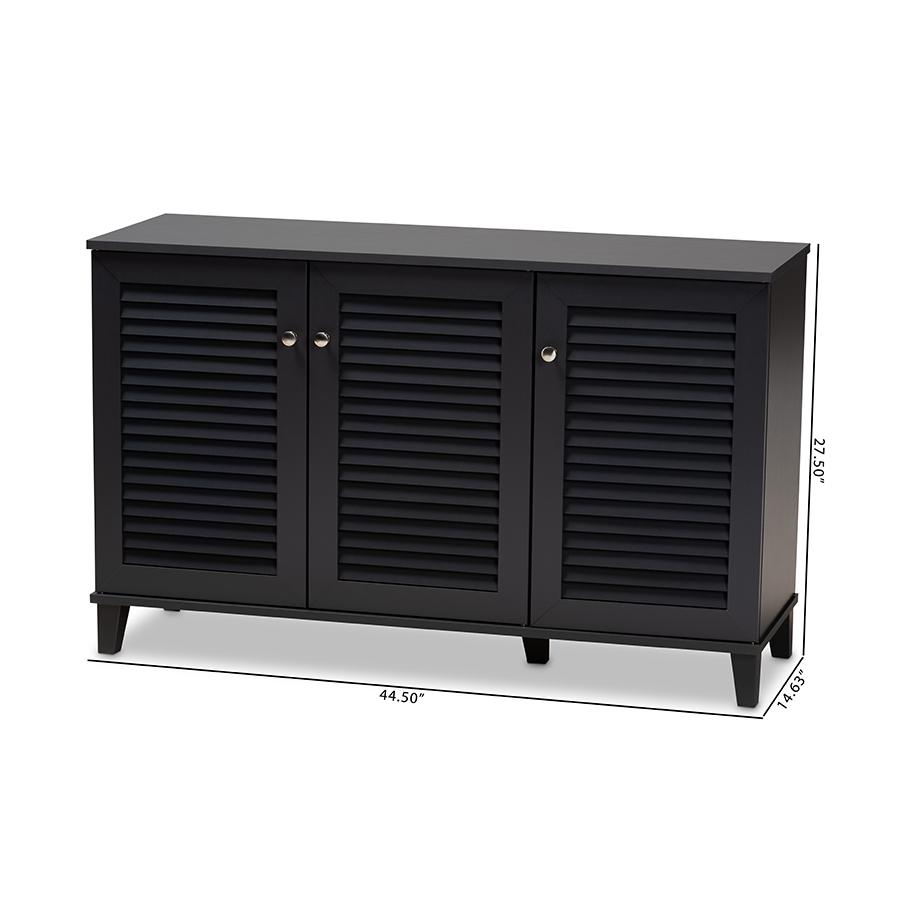 Baxton Studio Coolidge Modern and Contemporary Dark Grey Finished 8-Shelf Wood Shoe Storage Cabinet. Picture 9