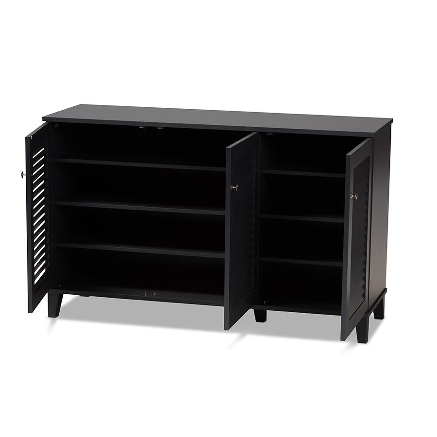 Baxton Studio Coolidge Modern and Contemporary Dark Grey Finished 8-Shelf Wood Shoe Storage Cabinet. Picture 2
