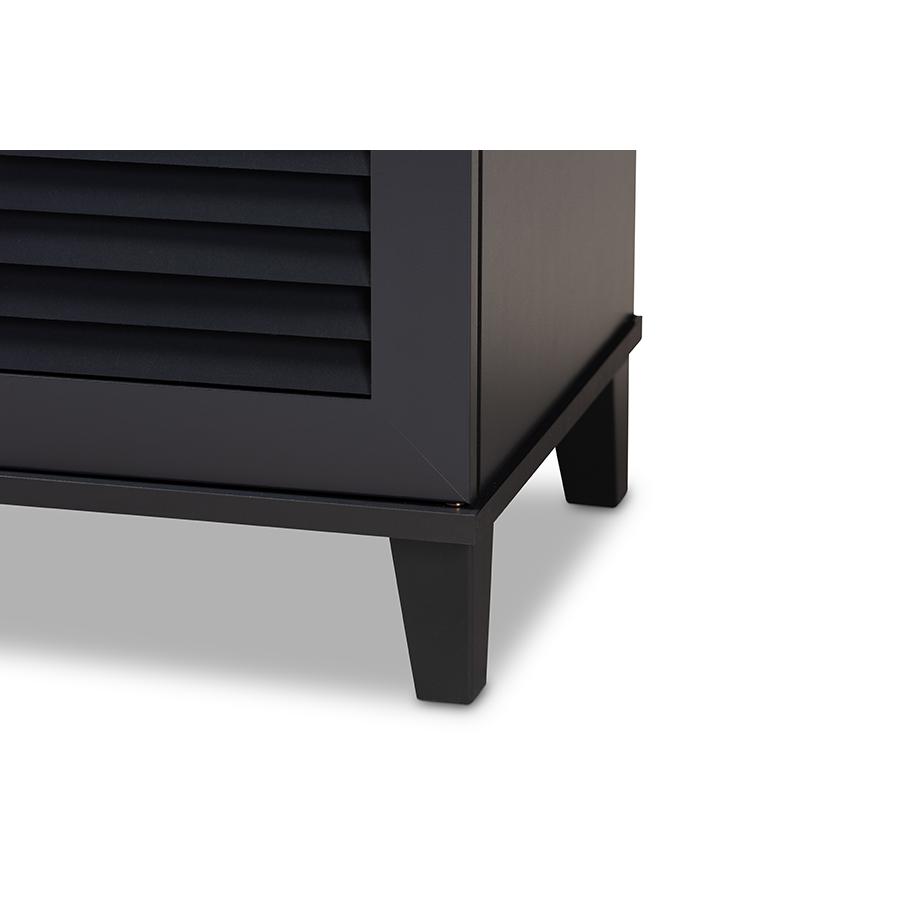 Baxton Studio Coolidge Modern and Contemporary Dark Grey Finished 8-Shelf Wood Shoe Storage Cabinet. Picture 5