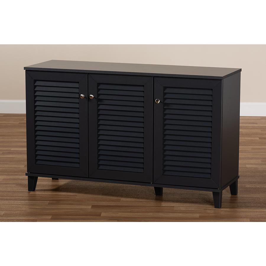 Baxton Studio Coolidge Modern and Contemporary Dark Grey Finished 8-Shelf Wood Shoe Storage Cabinet. Picture 8