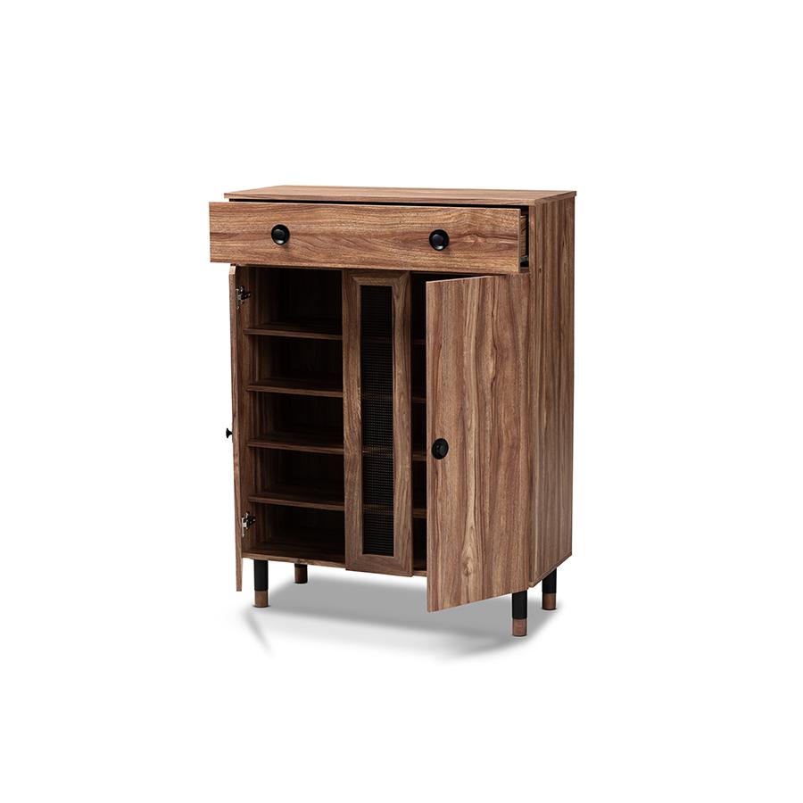 Baxton Studio Valina Modern and Contemporary 2-Door Wood Entryway Shoe Storage Cabinet with Drawer. Picture 2