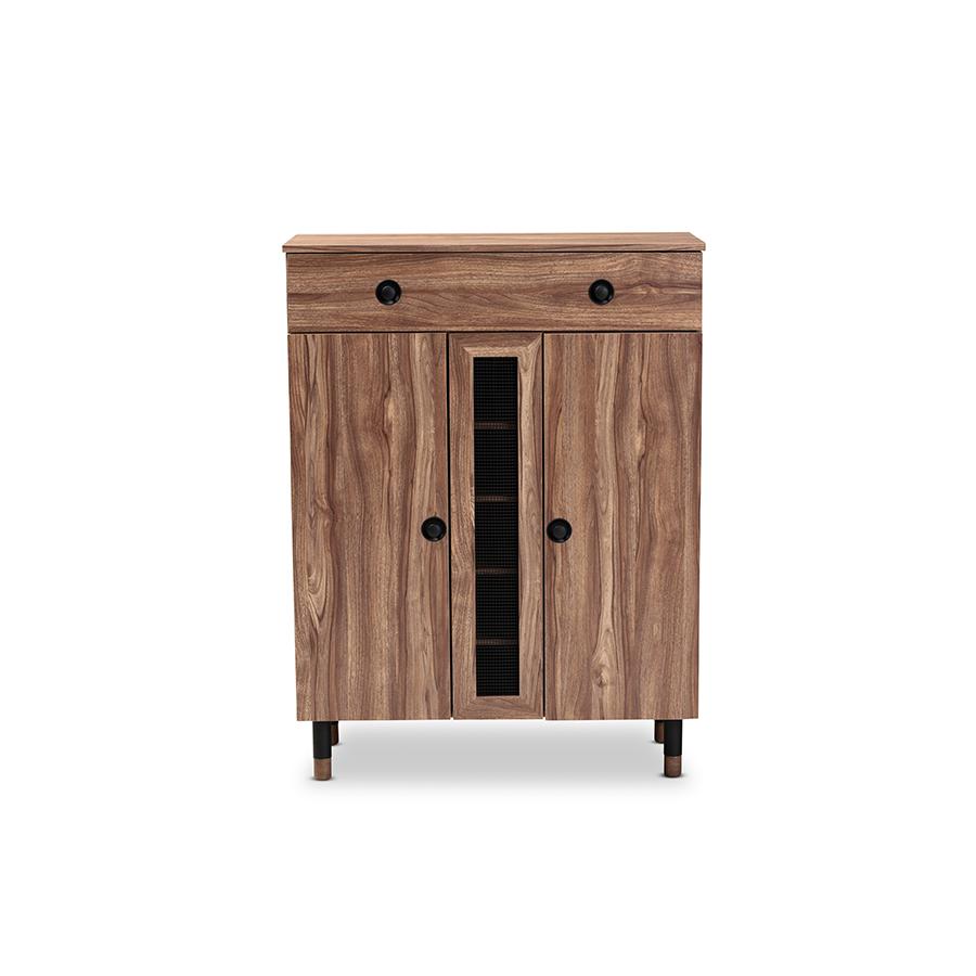 Baxton Studio Valina Modern and Contemporary 2-Door Wood Entryway Shoe Storage Cabinet with Drawer. Picture 3