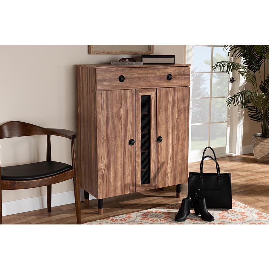2-Door Wood Entryway Shoe Storage Cabinet with Drawer. Picture 7