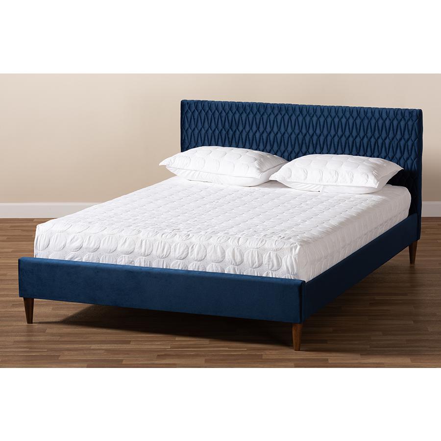 Baxton Studio Frida Glam and Luxe Royal Blue Velvet Fabric Upholstered Full Size Bed. Picture 8