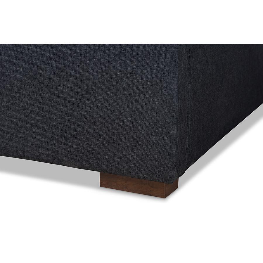 Dark Grey Fabric Upholstered 4-Drawer Queen Size Platform Storage Bed Frame. Picture 6