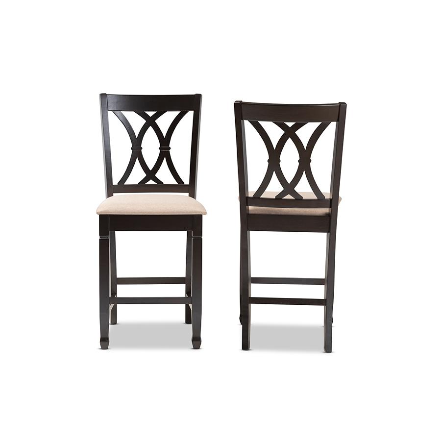 Espresso Brown Finished Wood Counter Height Pub Chair Set of 2. Picture 2