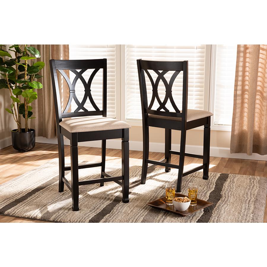 Espresso Brown Finished Wood Counter Height Pub Chair Set of 2. Picture 5