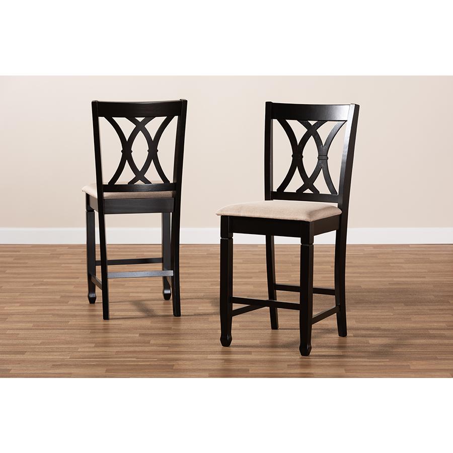 Espresso Brown Finished Wood Counter Height Pub Chair Set of 2. Picture 6