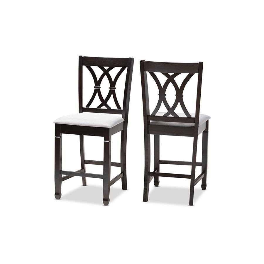 Espresso Brown Finished Wood Counter Height Pub Chair Set of 2. Picture 1