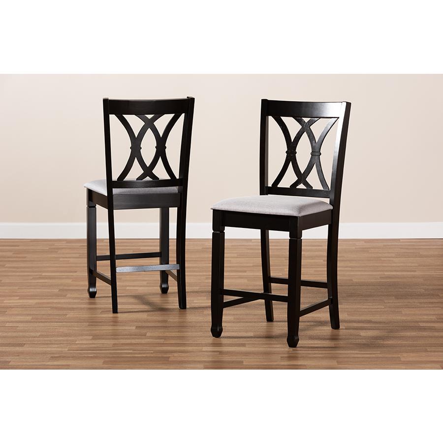 Espresso Brown Finished Wood Counter Height Pub Chair Set of 2. Picture 6