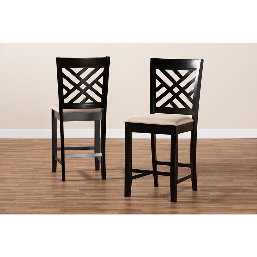 Espresso Brown Finished Wood Counter Height 2-Piece Pub Chair Set. Picture 6
