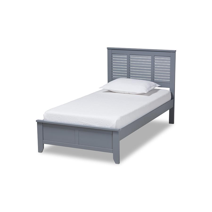 Baxton Studio Adela Modern and Contemporary Grey Finished Wood Twin Size Platform Bed. Picture 1