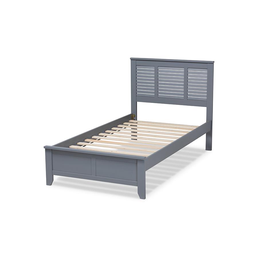 Baxton Studio Adela Modern and Contemporary Grey Finished Wood Twin Size Platform Bed. Picture 4