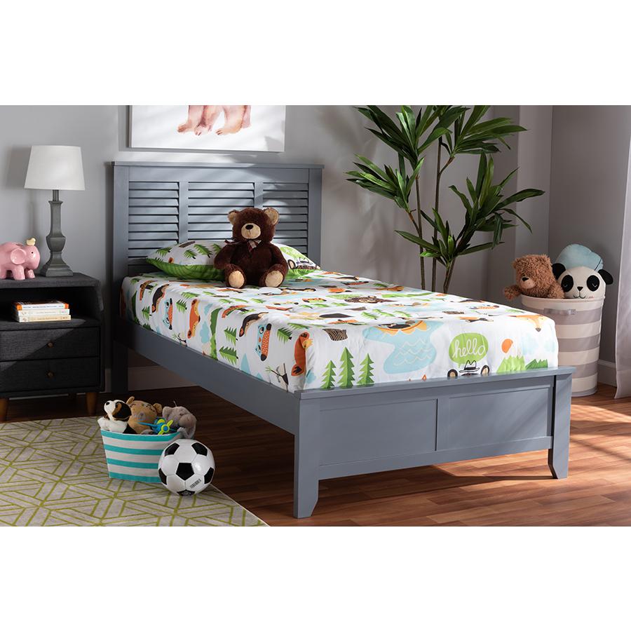 Baxton Studio Adela Modern and Contemporary Grey Finished Wood Twin Size Platform Bed. Picture 2