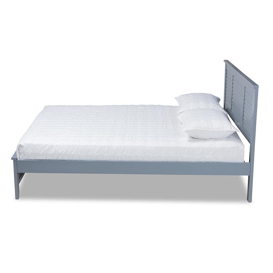 Adela Modern and Contemporary Grey Finished Wood Full Size Platform Bed. Picture 2