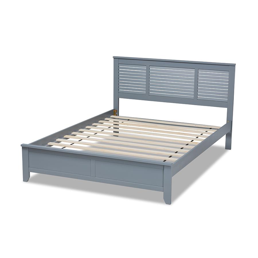 Adela Modern and Contemporary Grey Finished Wood Full Size Platform Bed. Picture 3