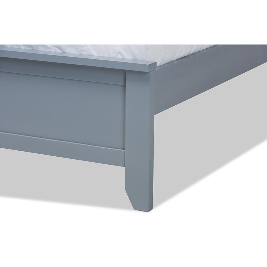 Adela Modern and Contemporary Grey Finished Wood Full Size Platform Bed. Picture 5