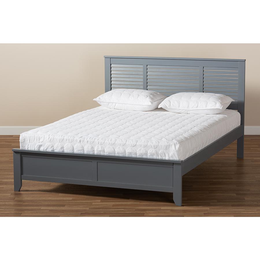 Adela Modern and Contemporary Grey Finished Wood Full Size Platform Bed. Picture 7