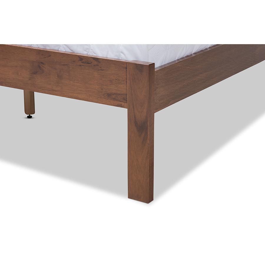 Malene Mid-Century Modern Walnut Finished Wood Queen Size Platform Bed. Picture 5