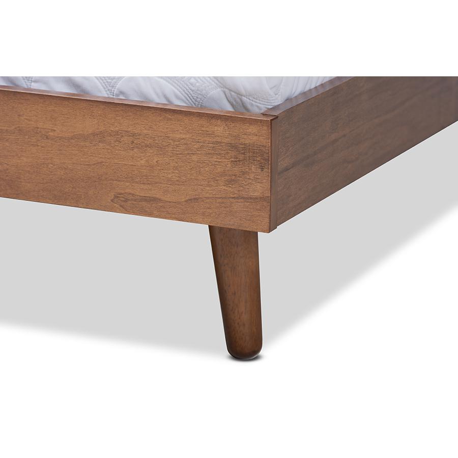 Baxton Studio Anzia Mid-Century Modern Walnut Finished Wood Queen Size Platform bed. Picture 6