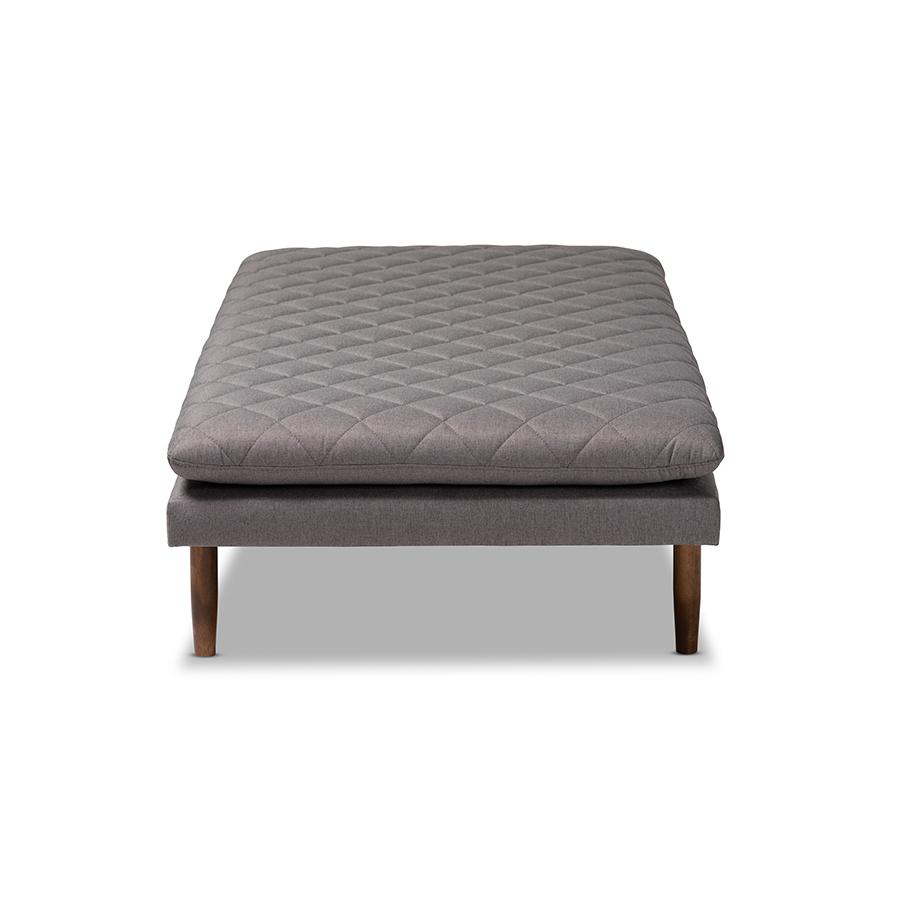 Marit Mid-Century Modern Grey Fabric Upholstered Walnut Finished Wood Daybed. Picture 3