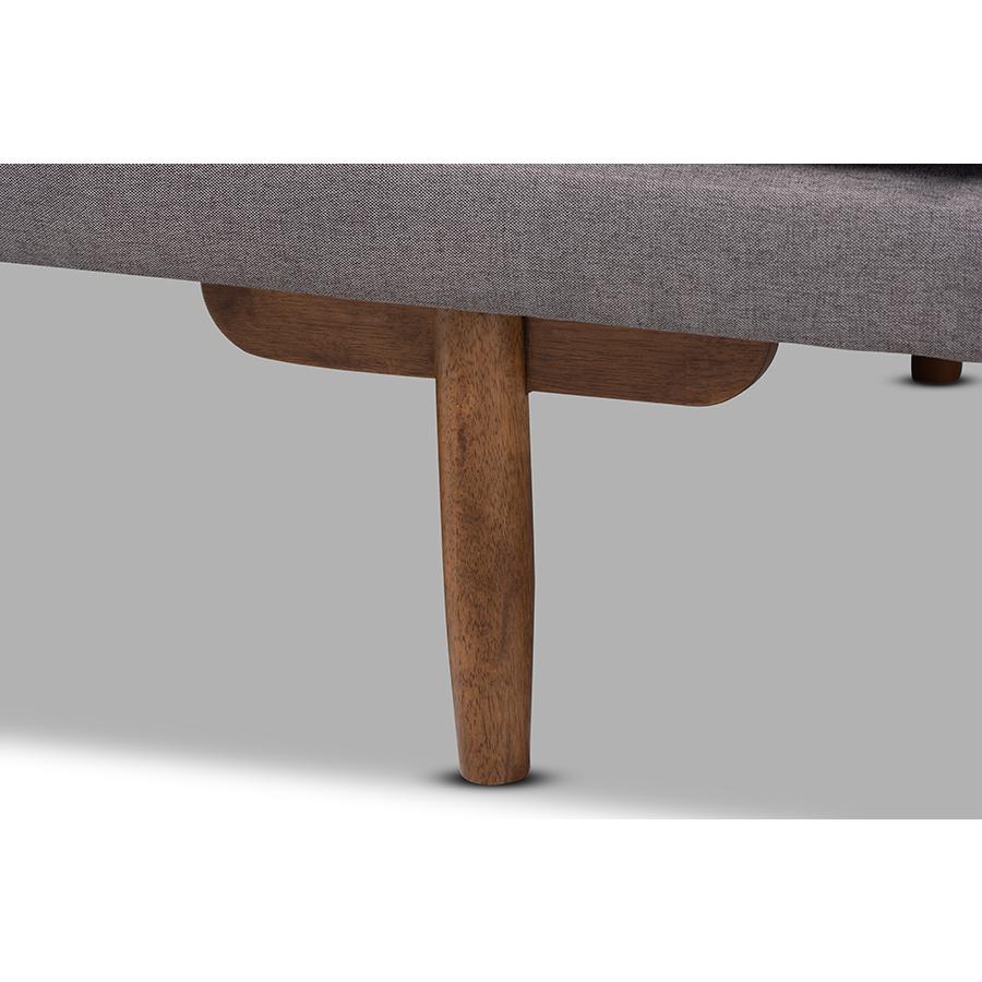 Marit Mid-Century Modern Grey Fabric Upholstered Walnut Finished Wood Daybed. Picture 5