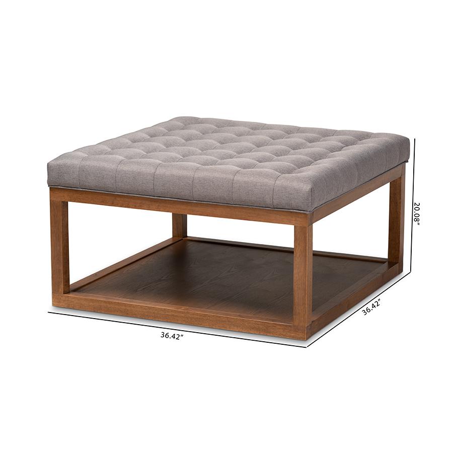 Baxton Studio Alvere Modern and Contemporary Grey Fabric Upholstered Walnut Finished Cocktail Ottoman. Picture 8