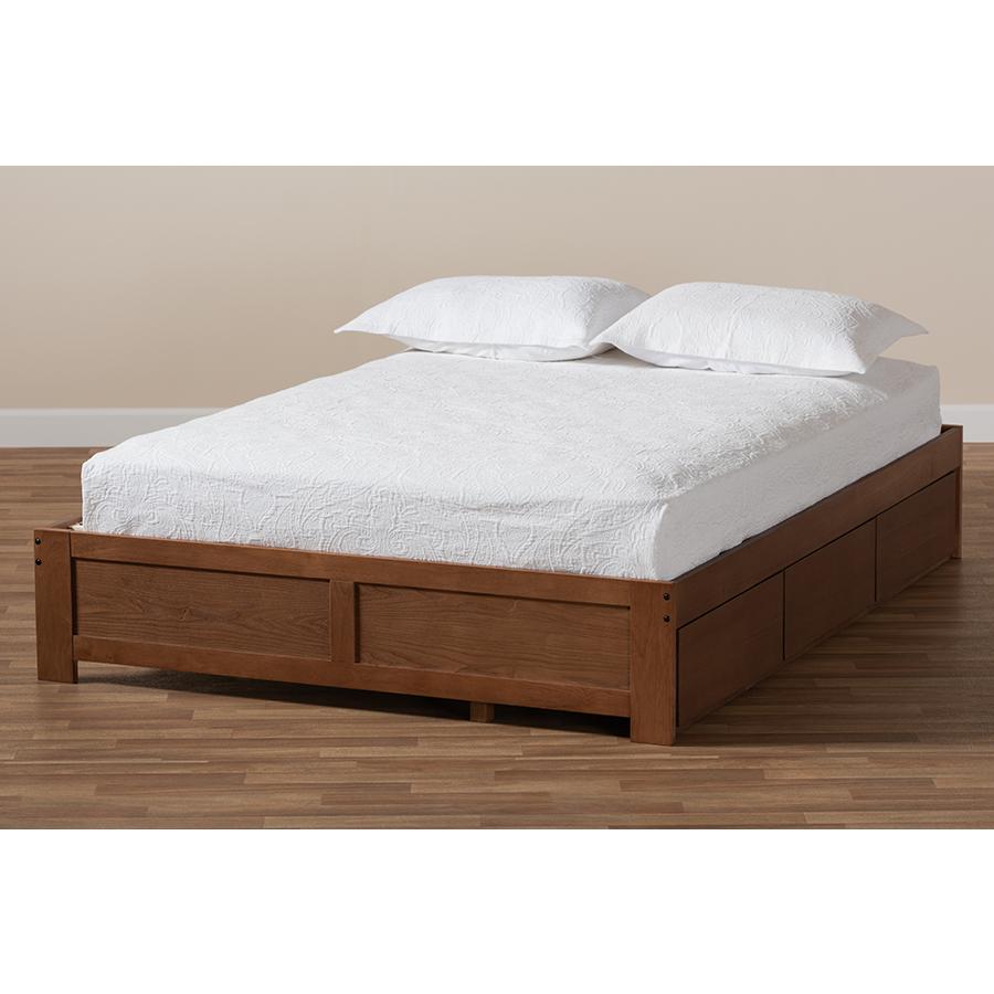 Baxton Studio Wren Modern and Contemporary Walnut Finished 3-Drawer Full Size Platform Storage Bed Frame. Picture 10
