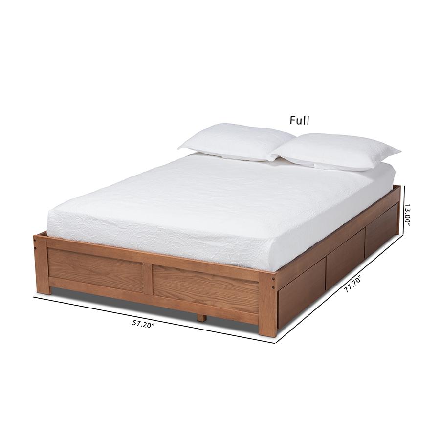 Baxton Studio Wren Modern and Contemporary Walnut Finished 3-Drawer Full Size Platform Storage Bed Frame. Picture 11