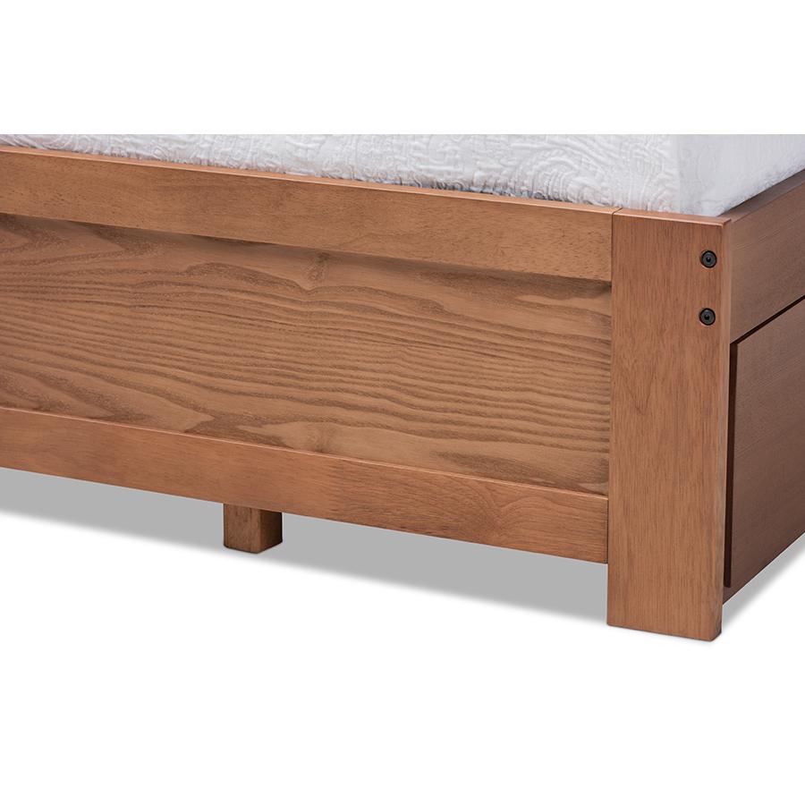 Baxton Studio Wren Modern and Contemporary Walnut Finished 3-Drawer Full Size Platform Storage Bed Frame. Picture 6