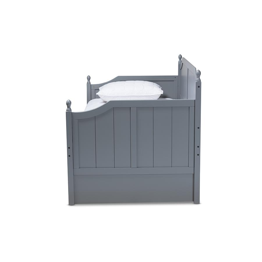 Millie Cottage Farmhouse Grey Finished Wood Twin Size Daybed with Trundle. Picture 3