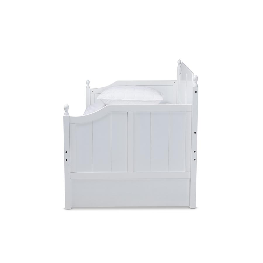 Millie Cottage Farmhouse White Finished Wood Twin Size Daybed with Trundle. Picture 3