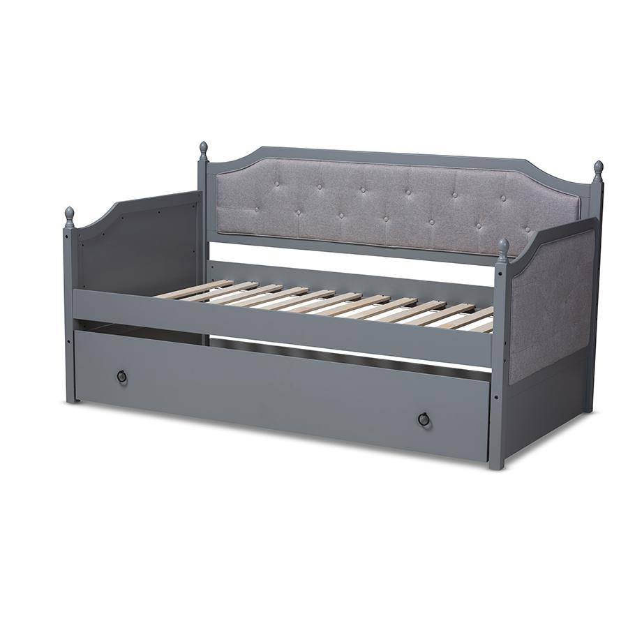 Grey Finished Wood Twin Size Daybed with Trundle. Picture 4