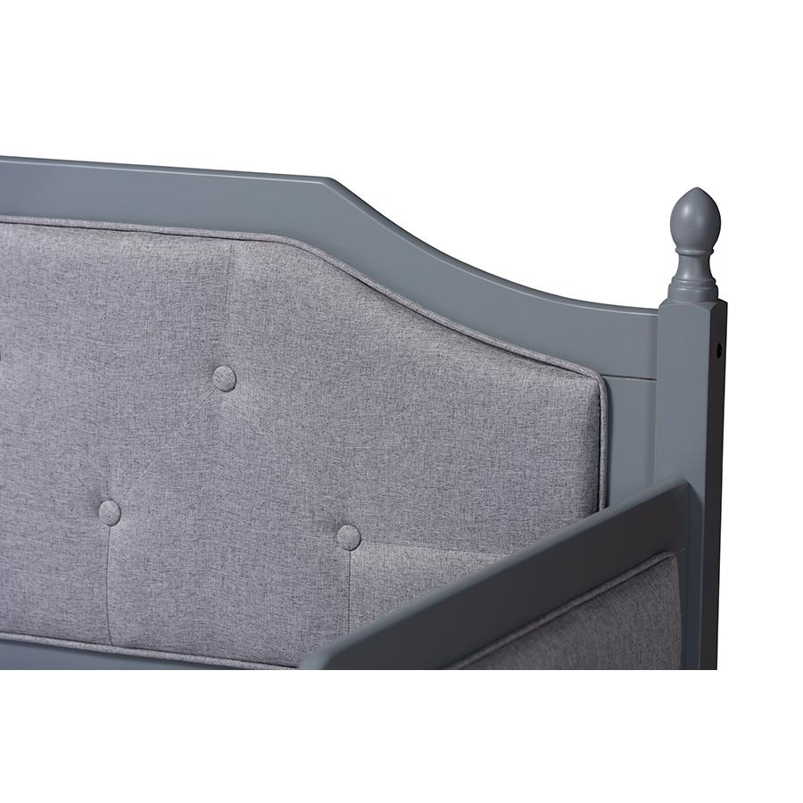 Baxton Studio Mara Classic and Traditional Grey Fabric Upholstered Grey Finished Wood Twin Size Daybed with Trundle. Picture 7