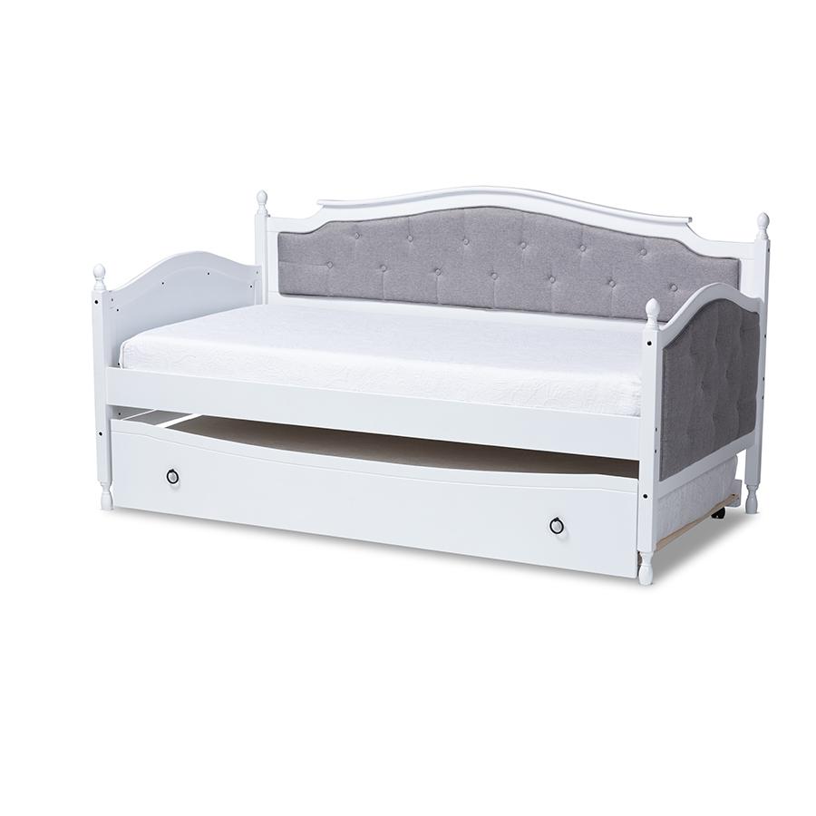 White Finished Wood Twin Size Daybed with Trundle. Picture 1