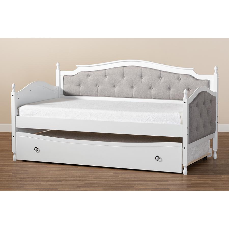White Finished Wood Twin Size Daybed with Trundle. Picture 11