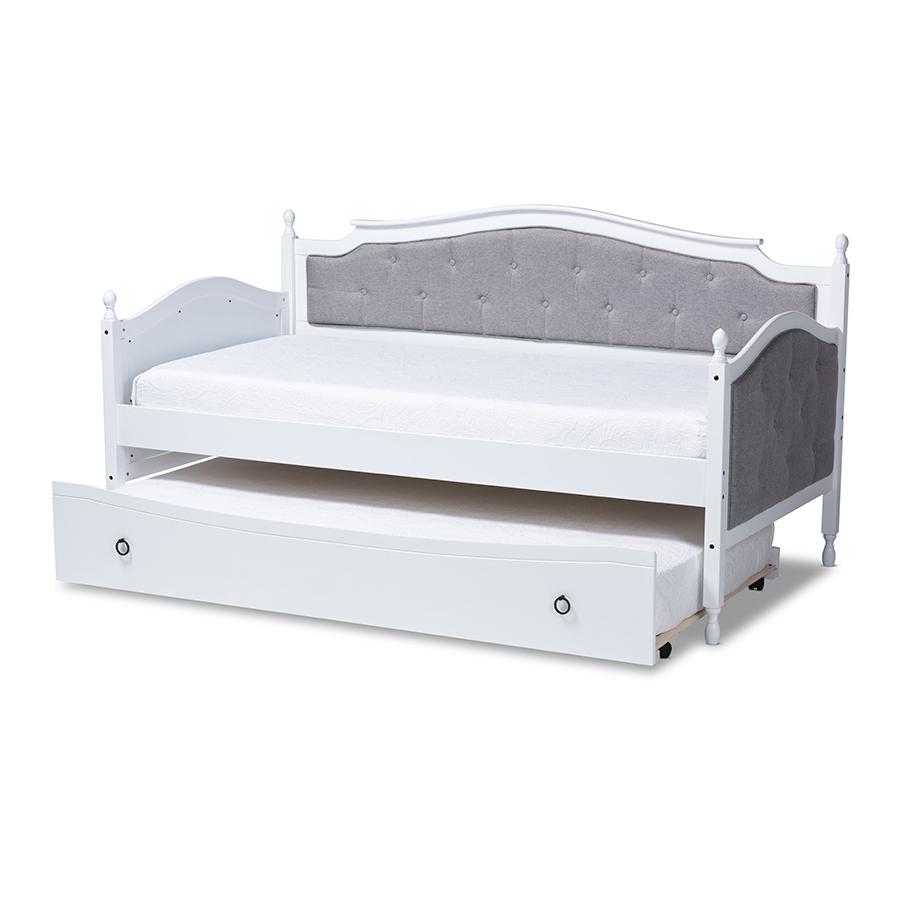 White Finished Wood Twin Size Daybed with Trundle. Picture 2