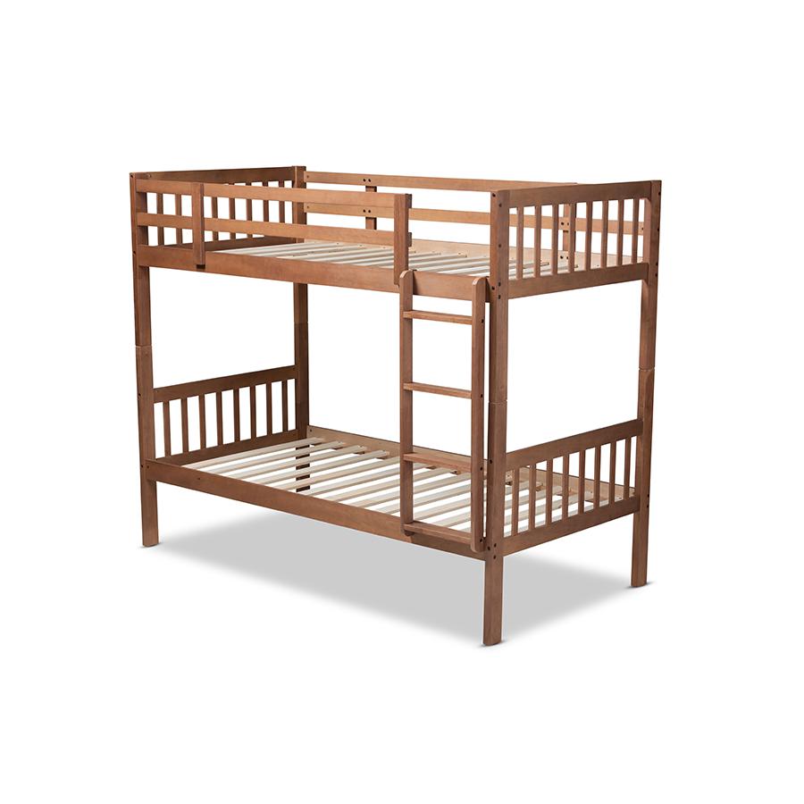 Baxton Studio Jude Modern and Contemporary Walnut Brown Finished Wood Twin Size Bunk Bed. Picture 4