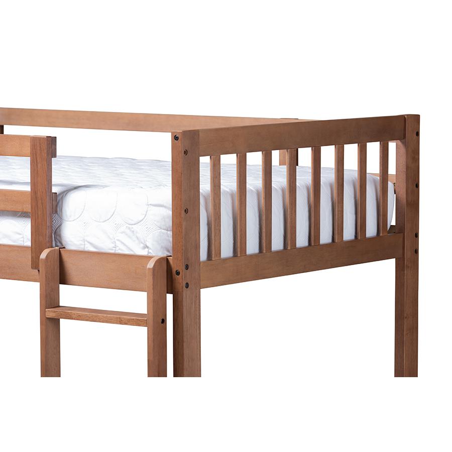 Baxton Studio Jude Modern and Contemporary Walnut Brown Finished Wood Twin Size Bunk Bed. Picture 5