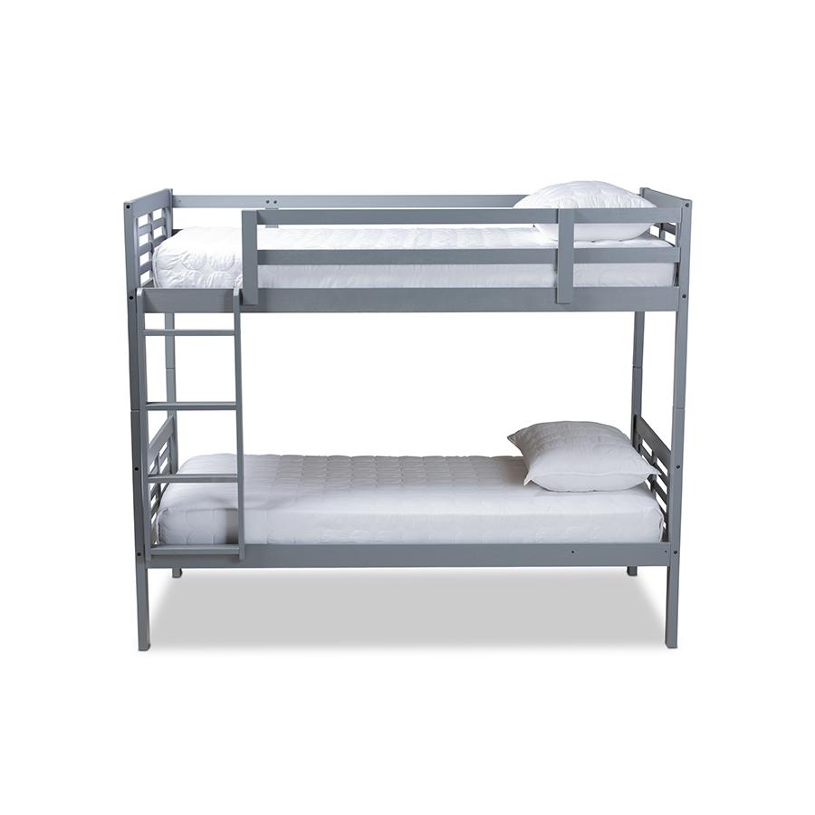Baxton Studio Liam Modern and Contemporary Grey Finished Wood Twin Size Bunk Bed. Picture 3