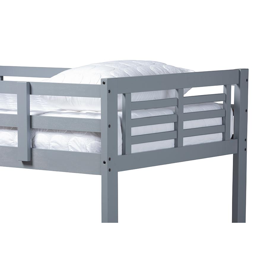 Baxton Studio Liam Modern and Contemporary Grey Finished Wood Twin Size Bunk Bed. Picture 5