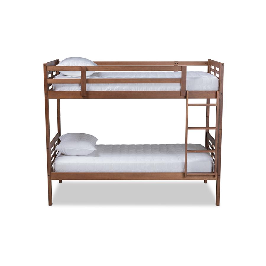 Baxton Studio Liam Modern and Contemporary Walnut Brown Finished Wood Twin Size Bunk Bed. Picture 3