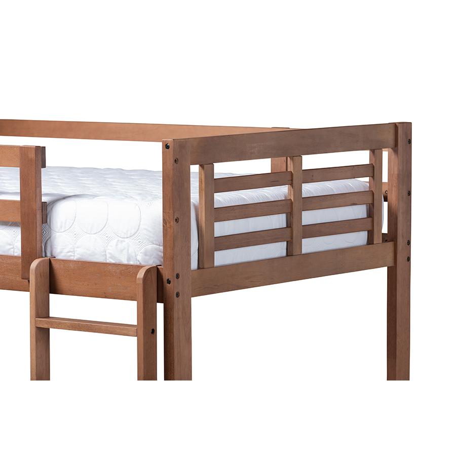 Baxton Studio Liam Modern and Contemporary Walnut Brown Finished Wood Twin Size Bunk Bed. Picture 5