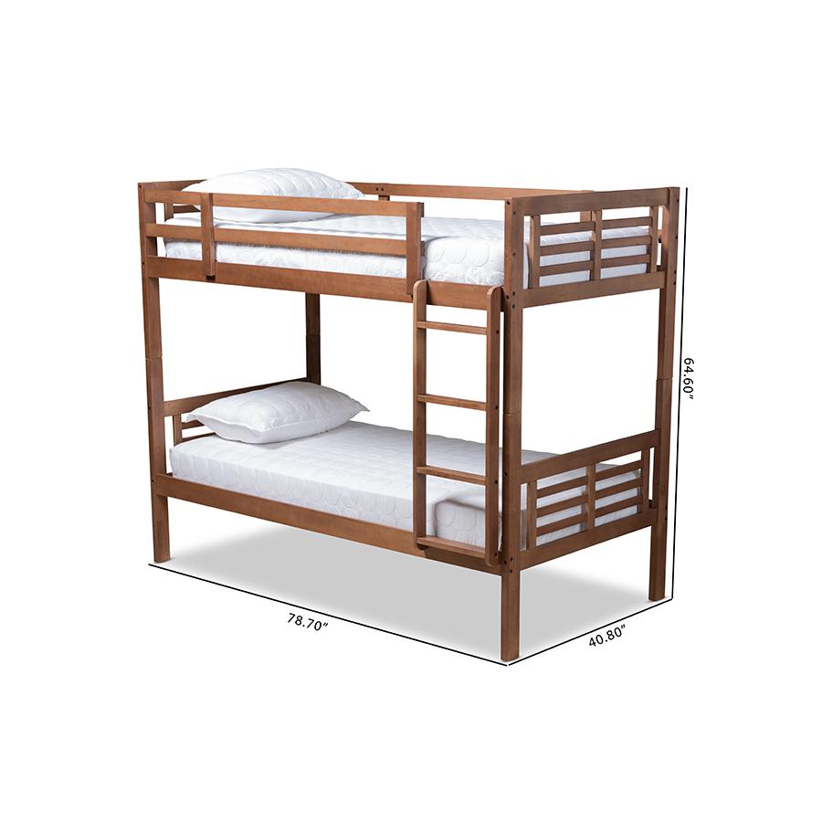 Baxton Studio Liam Modern and Contemporary Walnut Brown Finished Wood Twin Size Bunk Bed. Picture 8