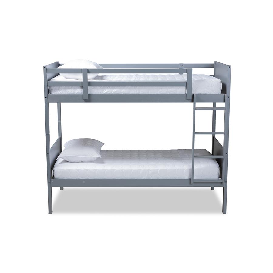Baxton Studio Elsie Modern and Contemporary Grey Finished Wood Twin Size Bunk Bed. Picture 3